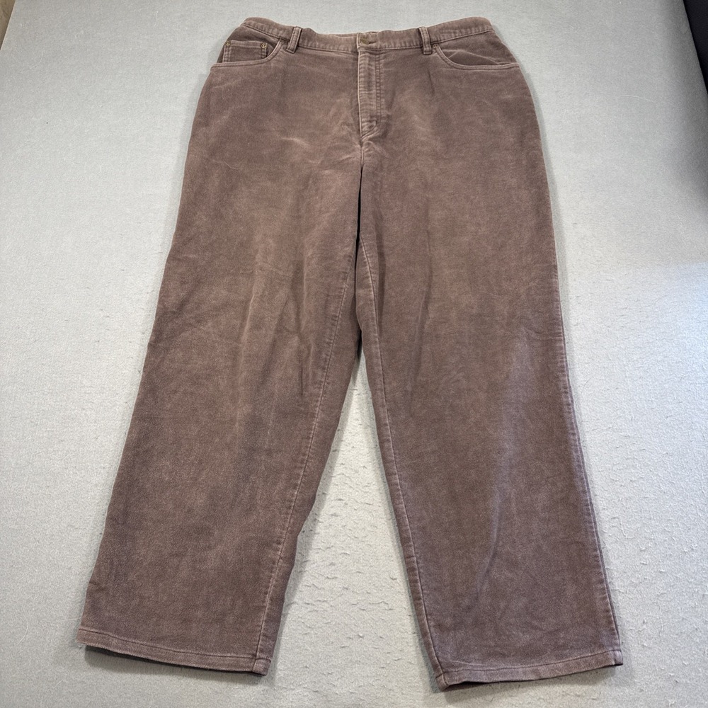 LL Bean Pants Womens  18 WIDE LEG  GRAY Soft Velvet Brushed Finish Thick  0 UJ06